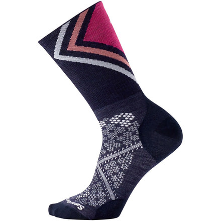 Smartwool PhD Run Ultra Light Pattern Crew Sock - Women's-Deep Navy-Medium
