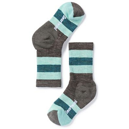 Smartwool Striped Hike Medium Crew Sock - Kids, Taupe-Mint, Large SW001213523-L
