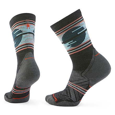 Smartwool Trail Run Targeted Cushion Sunset Trail Crew Socks - Womens, Charcoal, Small, SW002275003100S000