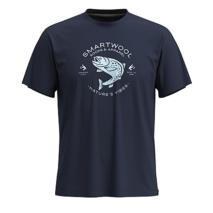 Smartwool Trout Fishing Short Sleeve Graphic Tee, Deep Navy, Small, SW002596092100S000
