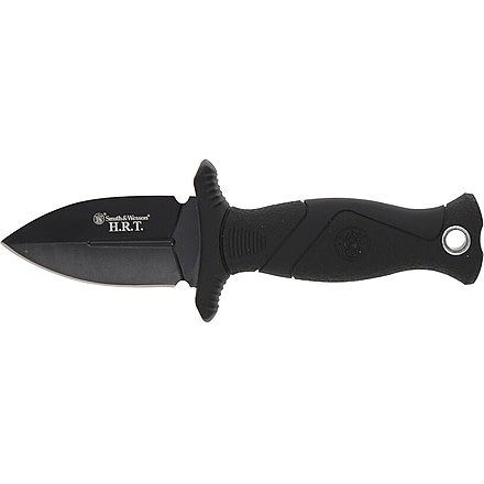 Smith &amp; Wesson HRT Fixed Blade Boot Knife, 2in, High Carbon Stainless Steel, Rubberized Handle, Black, 1182571