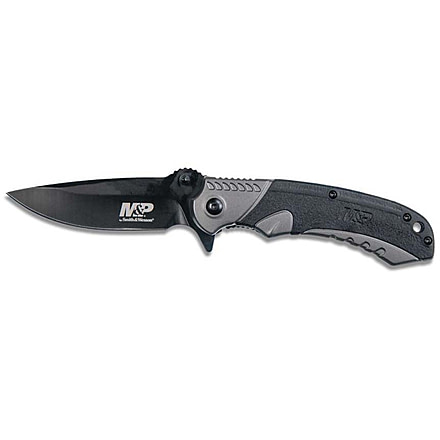 Smith &amp; Wesson Liner Lock Folding Knives, 2.5 in, 8Cr13MoV Stainless Steel, Drop Point, Black/Gray, Aluminum, 1085907