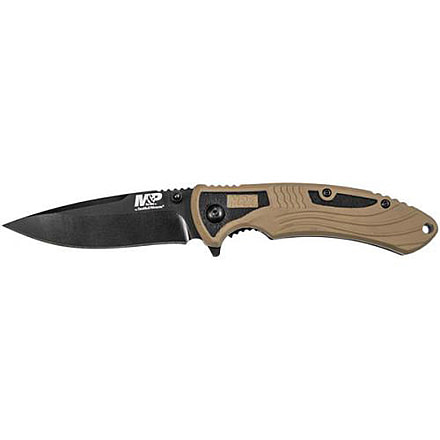 Smith &amp; Wesson M&amp;P M2.0 Ultra Glide Folding Knives, 2.75 in, 8Cr13MoV Stainless Steel, Drop Point, Black/FDE, Rubberized Aluminum, 1085903