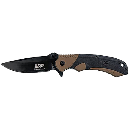 Smith &amp; Wesson Ultra Glide Folding Knives, 3.5 in, 8Cr13MoV Stainless Steel, Drop Point, Black/FDE, Aluminum and Nylon, 1085909