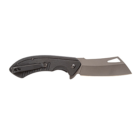 Smiths Rally Folding Knife, 3.26in, 420 Stainless Steel, Titanium, Cleaver Blade, G10 Handle, Black, 51138