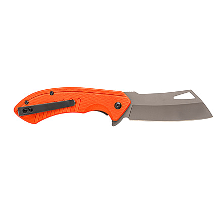 Smiths Rally Folding Knife, 3.26in, 420 Stainless Steel, Titanium, Cleaver Blade, G10 Handle, Blaze Orange, SP-51139