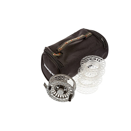 Snowbee Spectre Series Cassette Fly Reel System, 3 Spare Cassette Spool, Case, Gunmetal Silver, #5/6, 10548CS-3