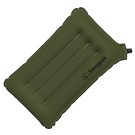 SnugPak Basecamp Ops Air Pillow, 18in X 10in X 3in, Pack Size 4in X 5in, Pack 3 Oz, 30D Stretch Fabric w/Tpu Coating, Comes w/Drawstring Stuff Sack, OD Green, Boxed w/Hanging Tab, OD Green, 91940-OD