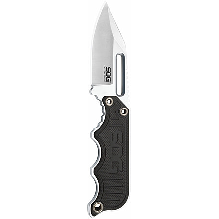 SOG Specialty Knives &amp; Tools Instinct Mini Fixed Blade Knife, 1.9in, 5Cr15MoV Blade, Clip Point, Black, Silver, Stainless Steel and G10 Handle, Silver, SOG-NB1002-CP