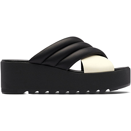 Sorel Cameron Flatform Puff Mule Sandals - Womens, Black/Sea Salt, 7 US, 2030451-010-7