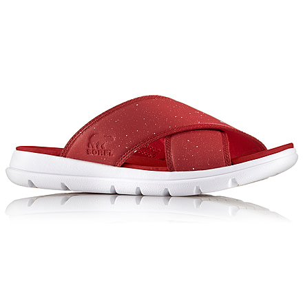 Sorel Explorer Slide Sandal, Womens, Bright Red/White, 8.5 US, 1776361691-8.5