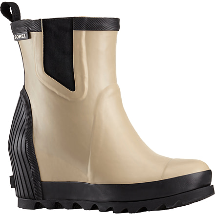 Sorel Joan Rain Wedge Chelsea Felt Rubber Boot - Women's-Beach/Sea Salt-Medium-9.5