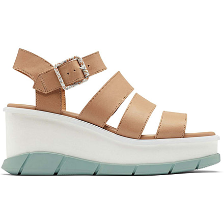 USED Sorel Joanie III Ankle Strap Wedge Sandals - Women's, Honest Beige/Crushed Blue, 8 US, 1999391-246-8, EDEMO1