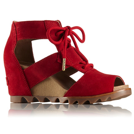 Sorel Joanie Lace Suede Casual Boot, Womens, Bright Red, 9.5 US, 1797921691-9.5