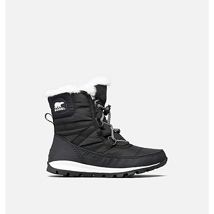 Sorel Youth Whitney Short Lace Boot, Black, Sea Salt, 4, 1767401011-4