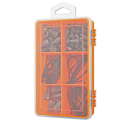 South Bend Value Pak Worm Weights/Hooks 105Pc w/Utility Box, VP-7