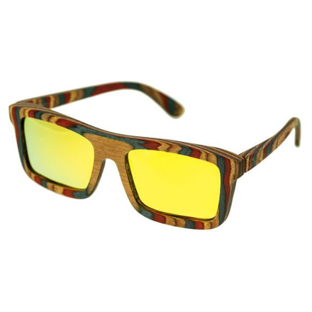 Spectrum Philbin Wood Sunglasses, Multi Frame, Gold Lens, Multi/Gold, One Size, SSGS116GD
