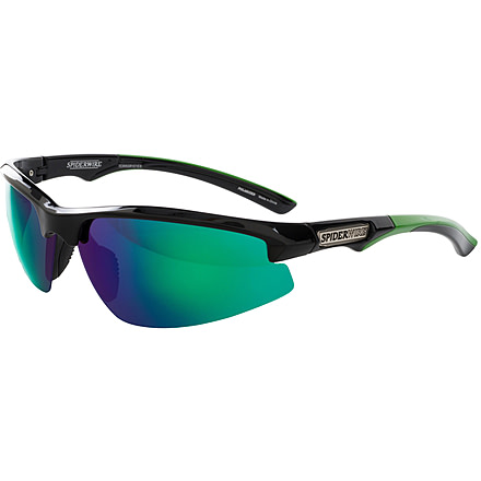 Spiderwire Terror Eyes Sunglasses, Black Frame, Green Mirror (Grey Base) Lens 1362712