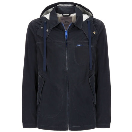 JFK Packable Hooded Overshirt Jacket - Mens -Deep Sea-Large