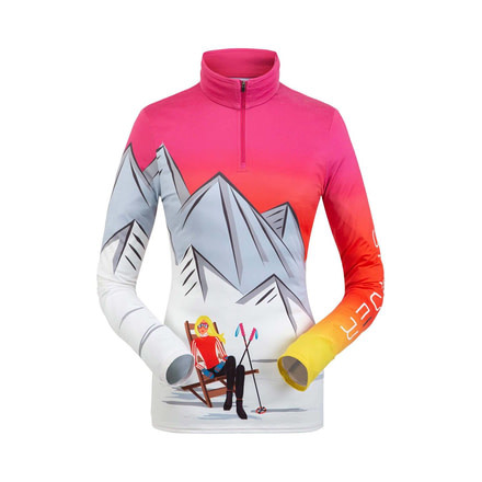 Spyder Sunset Zip T-Neck Top - Womens, Berry, Large, 193069662L