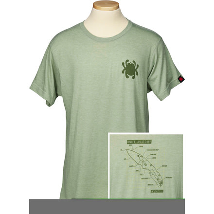Spyderco Knife Anatomy T-Shirt, Heather Green, Extra Large, TSKAXL