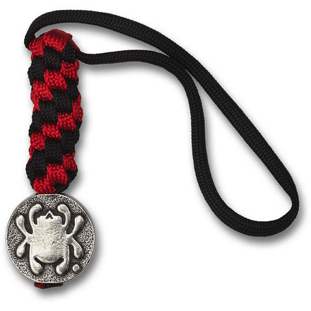 Spyderco Pewter Flat Bead w/Lanyard, Red and Black, BEAD5LY