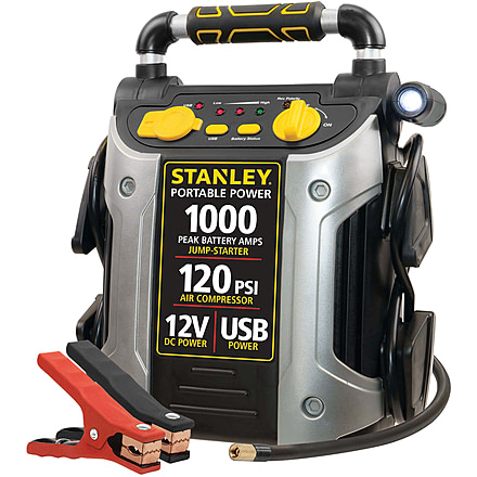 USED Stanley 1000 Peak Amp Jump Starter with Air Compress, Yellow/Black, J5C09, EDEMO1