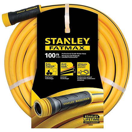 Stanley Tools 100ft x 5/8in Fatmax Garden Hose- 500 PSI Coupling, Black/Yellow, BDS6652