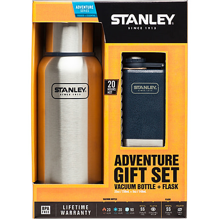 Shed,Stanley Tools Adventure Vacuum Bottle 25oz Plus Steel Flask 5oz Gift Set-Stainless Steel/Hammertone Navy