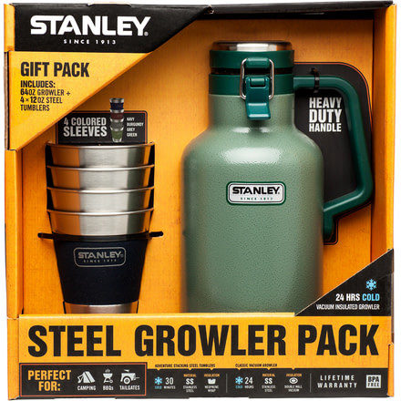 Stanley Classic Growler 2qt and Adventure Stacking Steel Tumblers Set-Hammertone Green