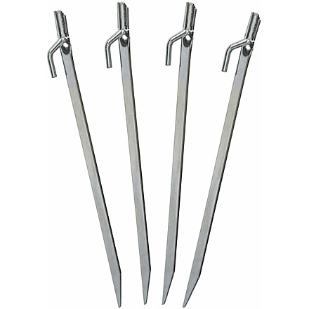 Stansport 12 Steel Tent Stakes - 4 Pack, Stainless, 12L x 0.75W x 0.5H, 812-4