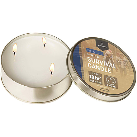 Stansport Survival Candle - 3-Wick, 18 hours, White, 135
