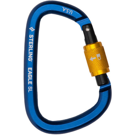 Sterling Eagle Screwlock Pear Carabiner, Blue, Large, HWEAGLESL