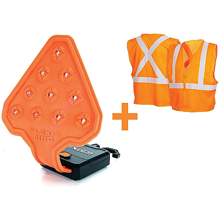 STKR Concepts FLEXIT AUTO Roadside Flashlight Safety Combo Kit - A 200 Lumen, 3x AA Ultra-Flexible Roadside Safety LED Flashlight & High-Vis Safety Vest, Orange, 00388