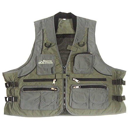Stone Creek Deluxe Fishing Vest, Grey/Sage, 3X Large, SCDV3X