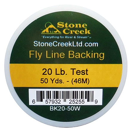 Stone Creek Fly Line Backing, Braided Nylon, 20#, 100 Yard, White, BK1W