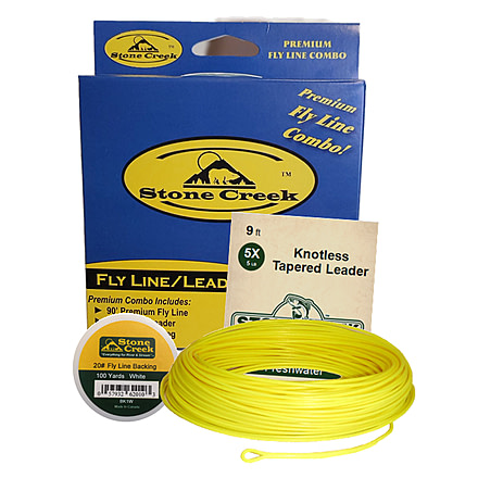 Stone Creek Standard Combo WF 8 Fly Line, 20# Backing, 3X Leader, Yellow, FLCK8