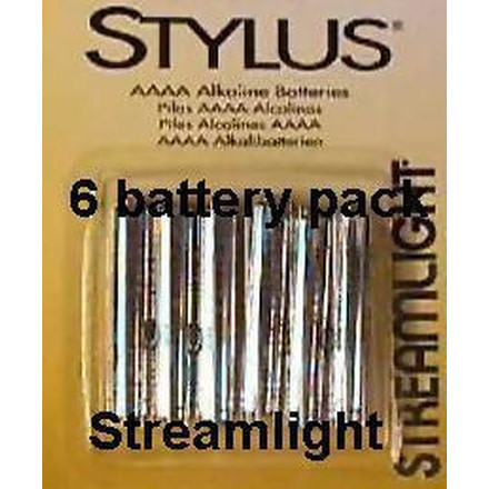 Streamlight Stylus AAAA Batteries - Replacement 1.5 Volt Alkaline battery 6 pack 65030 for Streamlight Stylus Flashlights &amp; more