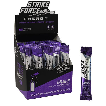 Strike Force Energy Beverage Enhancer, 40 ct Box, Grape Flavor BOX-0040-GR