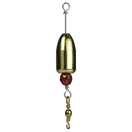 Strike King EZ-Rig Fishing Weight, Pre-Made Carolina Rig, 3/4oz, Stainless Steel Wire, Plastic Bead, Brass Weight, 2-Pack, Brass/Red, EZRIG-34