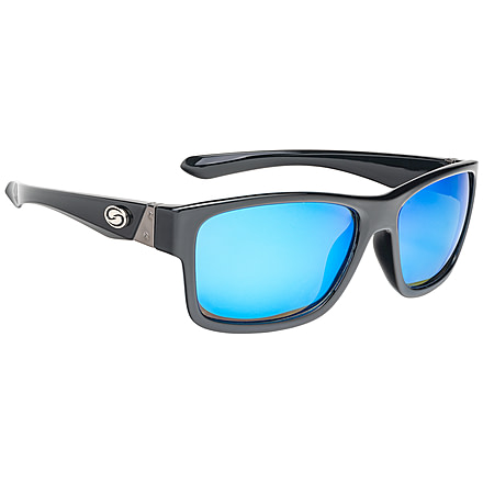 Strike King Pro Sunglasses, Shiny Black Frame, Multi Layer White Blue Mirror, Gray Base Lens, SG-P301