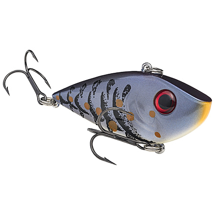 Strike King Red Eye Shad Fishing Lure, Lipless Crankbait, Free-floating Internal Rattles, 3D Eyes, Premium SZ 4 Treble Hooks, 3/8oz, Sinking, Blue Craw, REYESD38-108
