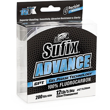 Sufix Advance Fluorocarbon 12lb Line, Clear, 200 Yds, 679-012C