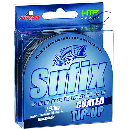 Sufix Coated Tip-Up Ice Braid Line 30lb V-Coat Black 50Yds, 609-130BLK