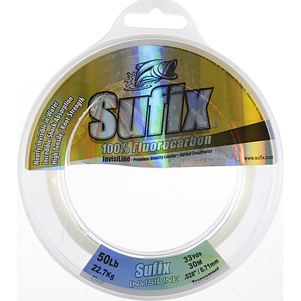 Sufix Fluorocarbon Invisiline Leader 33yd Spool - 50 lb. Test/ Clear 034279
