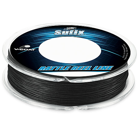 Sufix Rattle Reel Metered V-Coat, 20 lb, Metered Every 50 yd, 150 yd, Black, 613-220BLK