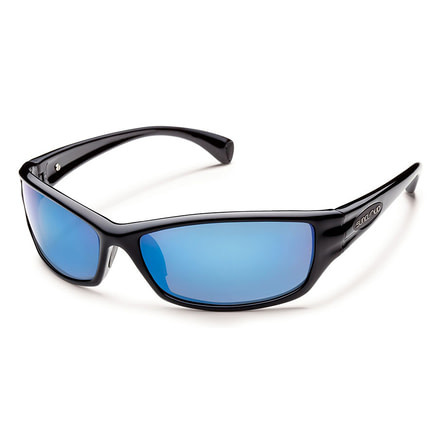 Suncloud Hook Sunglasses Black Frame Blue Mirror Polarized Polycarbonate Lens S-HKPPUMBK