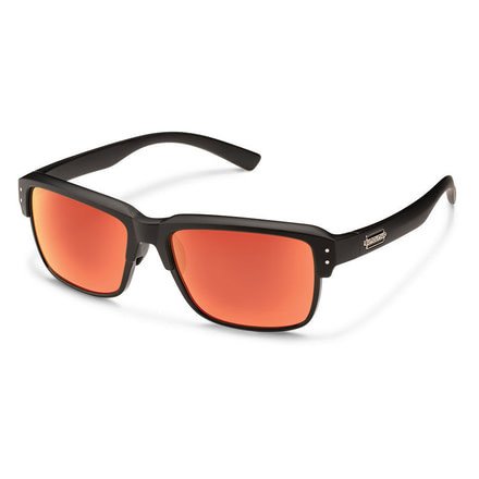 Suncloud Polarized Optics Port o Call Polycarbonate Lens Sunglasses, Matte Black/Polarized Red Mirror, S-POPPRMMB