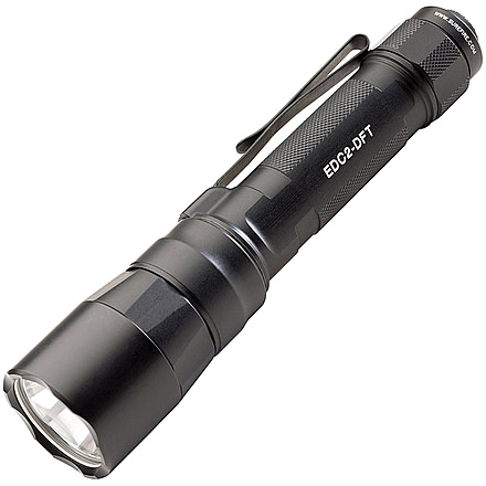 SureFire TURBO Series 18650/123 Everyday Carry Flashlight Dual-Output High-Candela LED Flashlight, Hard Anodized, Black, EDC2-DFT-BK