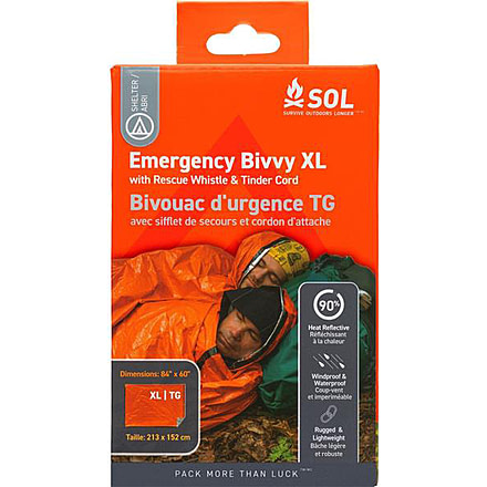 Survive Outdoors Longer Emergency Bivvy XL with Rescue Whistle, Orange, 0140-1144
